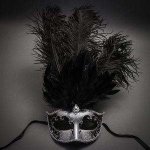 Venetian Glitter Crystal Masquerade Silver Black